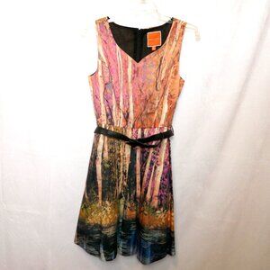 Modcloth Fit and Flare Aspen/Birch Tree Print Dress with Pockets